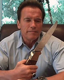 Gov. Arnold Schwarzenegger (R-CA) in his Twitter video discussing state's budget crisis
