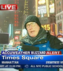 TV reporter in Times Square