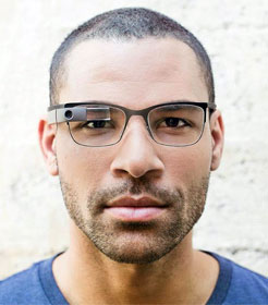 Man wearing Google Glass eyewear