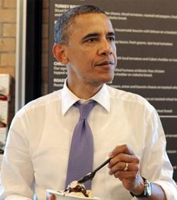 Pres. Obama eating ice cream