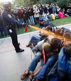 Nonviolent protestors pepper sprayed at UC Davis CA