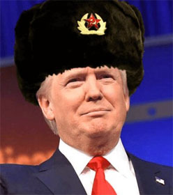 Donald Trump in a Russian hat