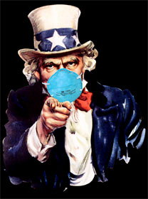 Uncle Sam wearing a mask