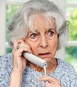 Worried woman on phone