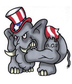 Angry Republican elephant cartoon