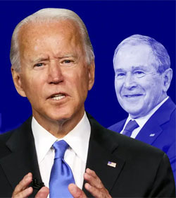 Joe Biden with George W. Bush in background