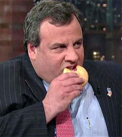 Chris Christie eating on David Letterman Show