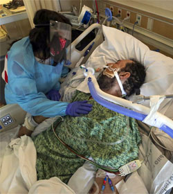 Nurse attending Covid patient