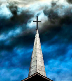 Cross against a stormy sky