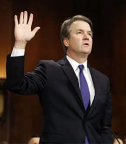 Brett Kavanaugh swearing to tell the truth at his Supreme Court confirmation hearing