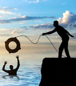 Man tossing lifeline 