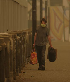 Man walking in smoke