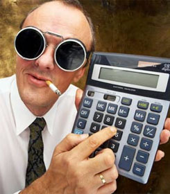 Shady guy with calculator