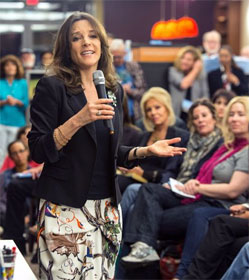 Marianne Williamson addressing followers