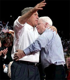 McCain hugs Bush