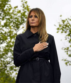 Melania Trump with hand over heart