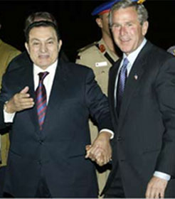 Hosni Mubarak with George Bush