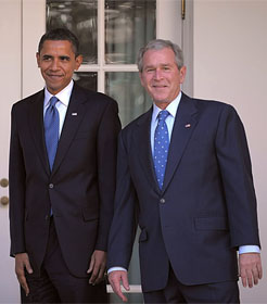 Barack Obama and George W. Bush