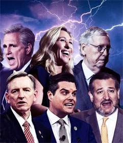 Kevin McCarthy, Marjorie Taylor Greene, Mitch McConnell, Paul Gosar, Matt Gaetz & Ted Cruz