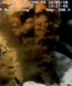 From live video feed of the oil gushing into the Gulf of Mexico