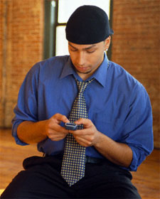 Staring at phone