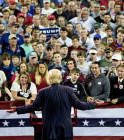 Donald Trump rallying supporters