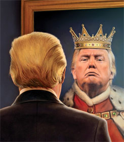 Donald Trump looking in the mirror and seeing a king