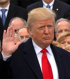 Donald Trump taking oath of office on January 20, 2017