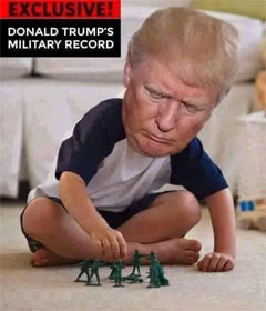Donald Trump playing with toy soldiers