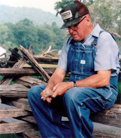 Man whittling