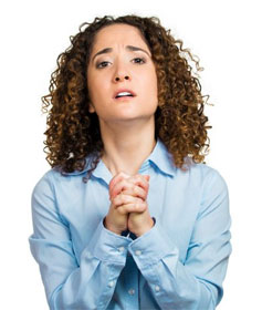 Woman begging, "Please?"