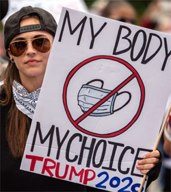 Woman protesting masks