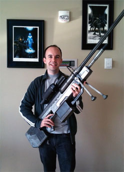 Man with extra-large gun